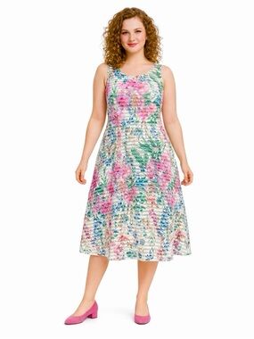 Gabby Skye Bouquet Floral Fit & Flare Daytime Wedding Guest Church Party Dress